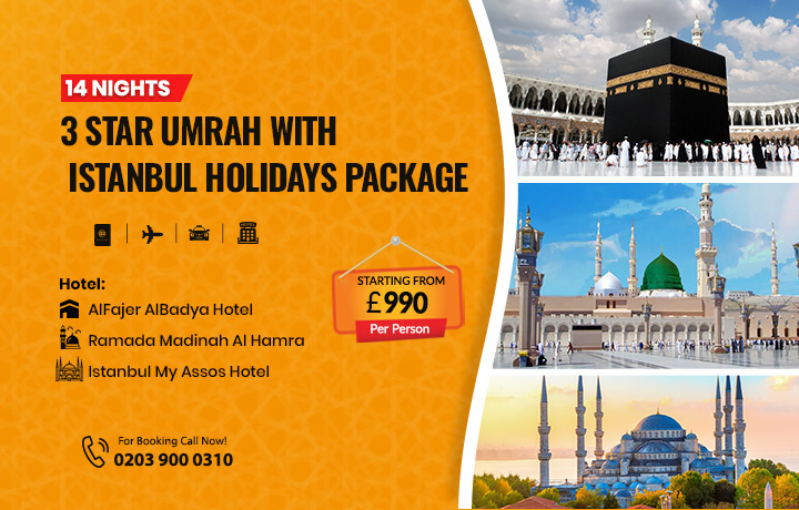 14 Nights 3 Star Umrah with Istanbul Holidays Package