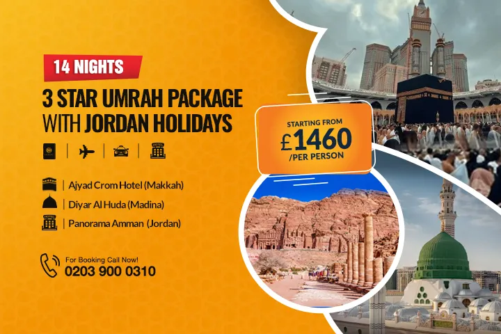 14 Nights 3 Star Umrah Package with Jordan Holidays