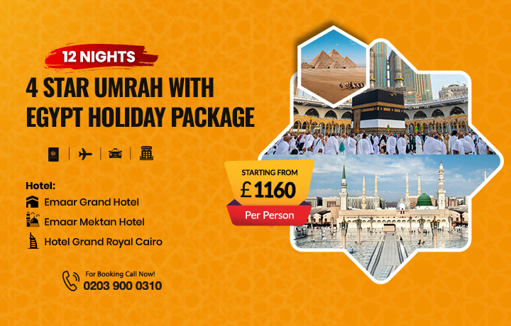 13 Nights 4 Star Umrah with Egypt Holidays Package