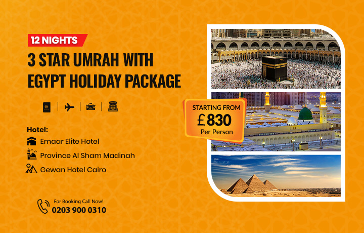 12 Nights 3 Star Umrah with Egypt Holidays Package