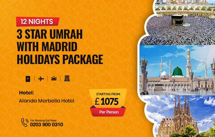 12 Nights 3 Star Umrah with Madrid Holidays Package