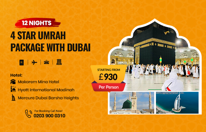 12 Nights 4 star Umrah package with Dubai Holidays
