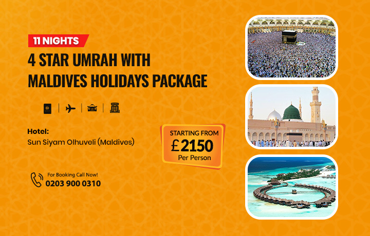 11 Nights 4 Star Umrah with  Maldives Holidays Package