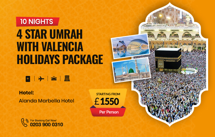 10 Nights 4 Star Umrah with Valencia Holidays Package