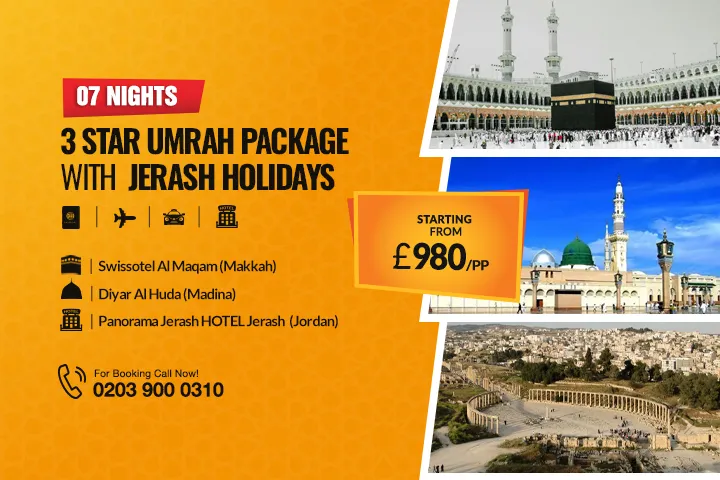 7 Nights 3 Star Umrah Package with Jerash Holidays