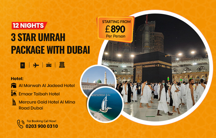 12 Nights 3 star Umrah packages with Dubai Holidays