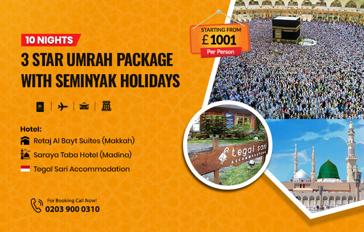 10 Nights 3 Star Umrah Package with Seminyak Holidays