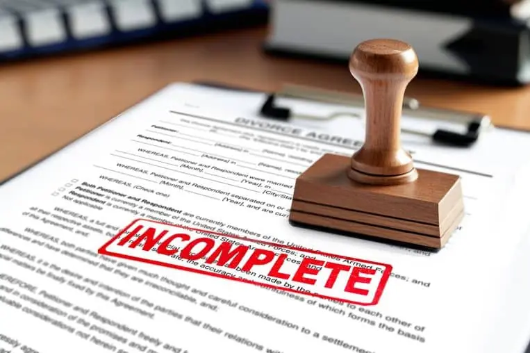 Submitting Incomplete Documentation